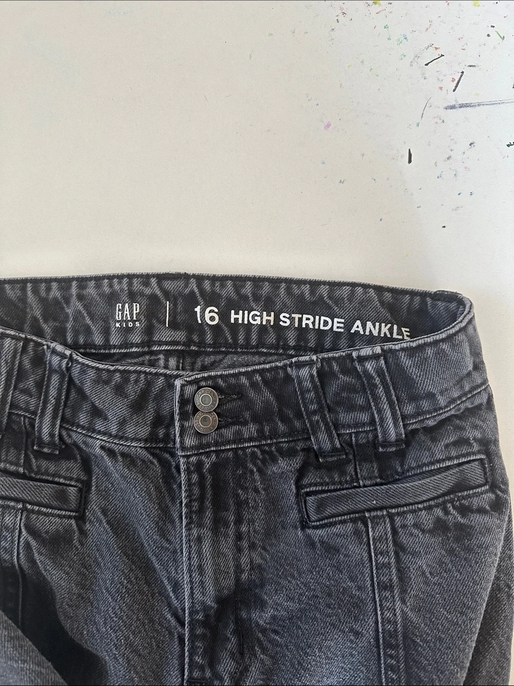 GAP Washed Black Gray High-Rise Straight Jeans